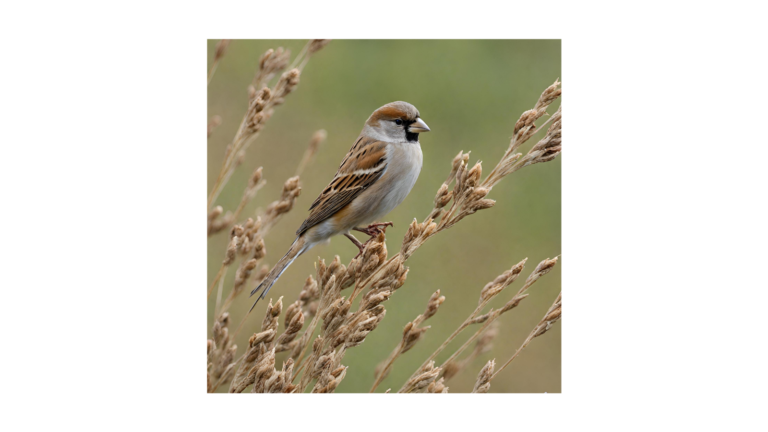 Small farmland bird sat atop crops